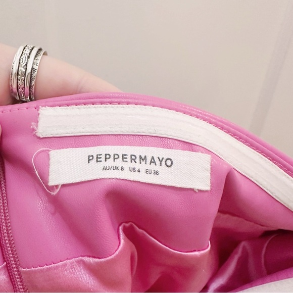 Peppermayo Faux Vegan Leather Pink Strapless Mini Dress Summer Barbiecore - Picture 6 of 7